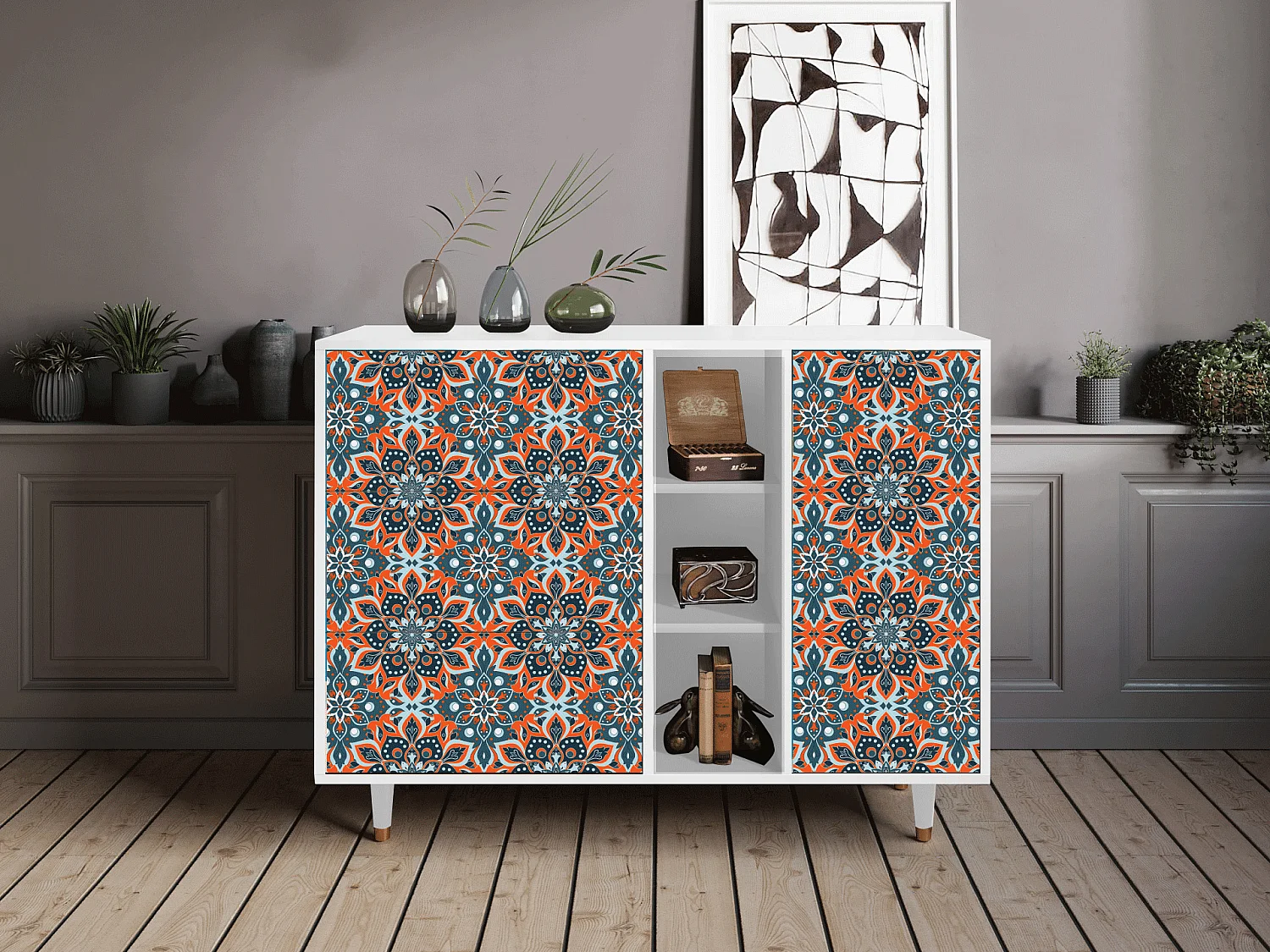 Kredens - 125x98x48 cm - BS2 - Fire Beetle, Biały