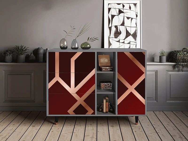Sideboard - 125x98x48 cm - BS2 - Velvet 1920's, Grau