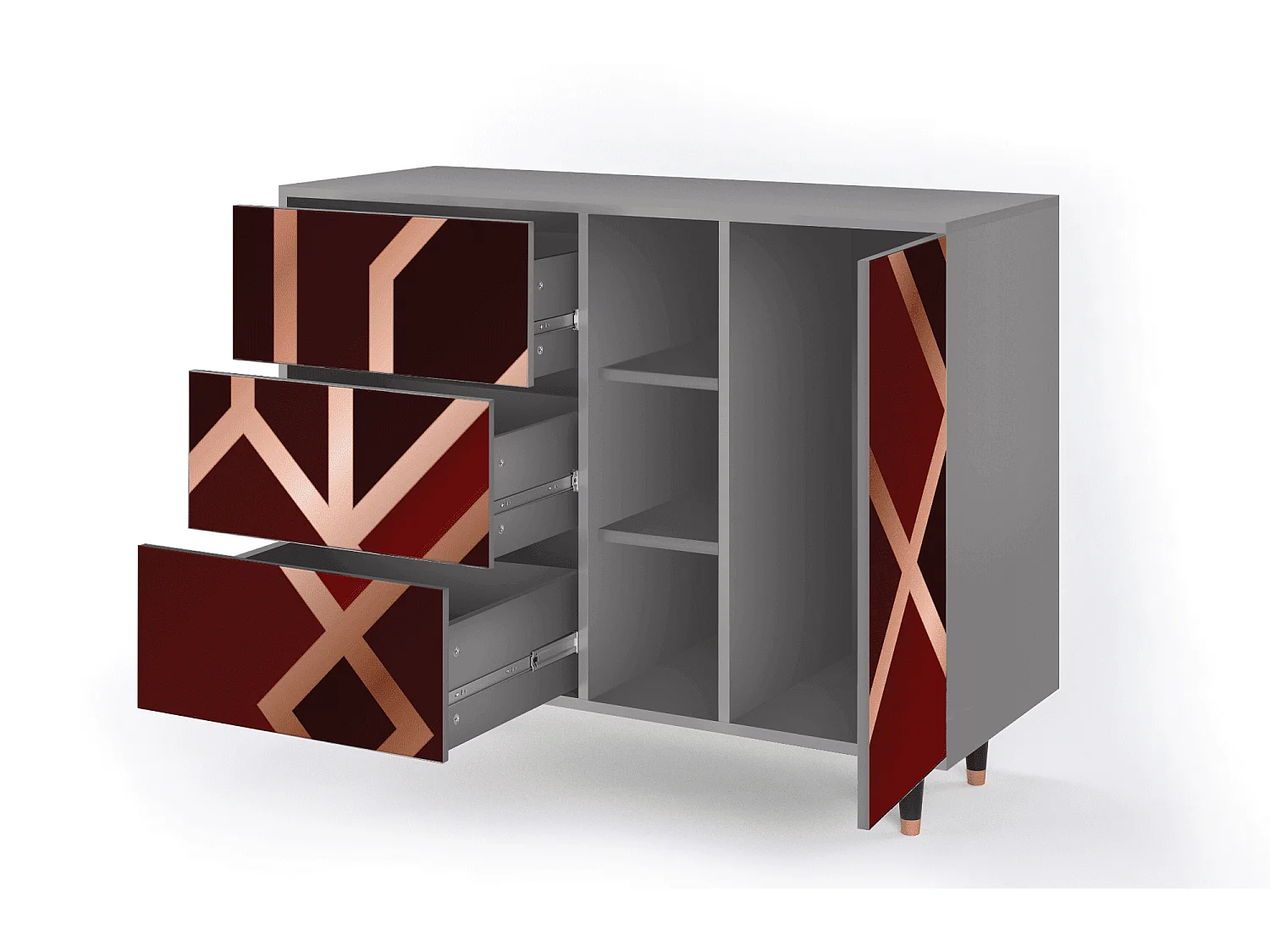 Dressoir - 125x98x48 cm - BS2 - Velvet 1920's, Grijs