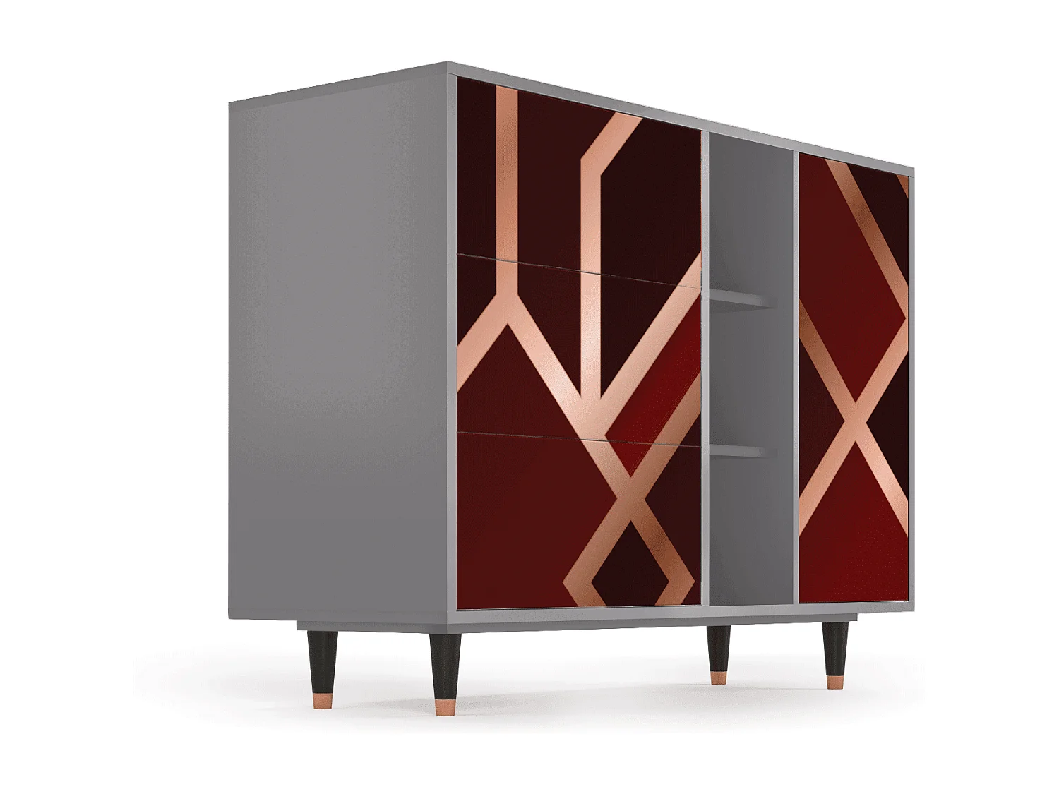 Buffet - 125x98x48 cm - BS2 - Velvet 1920's, Gris