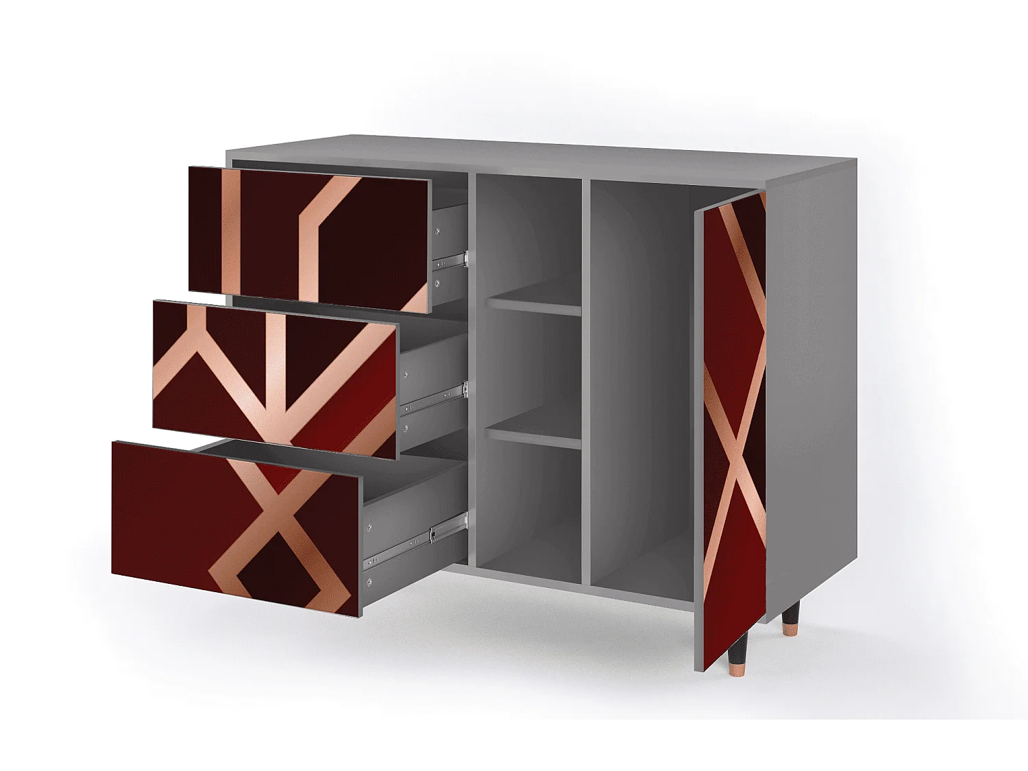 Buffet - 125x98x48 cm - BS2 - Velvet 1920's, Gris