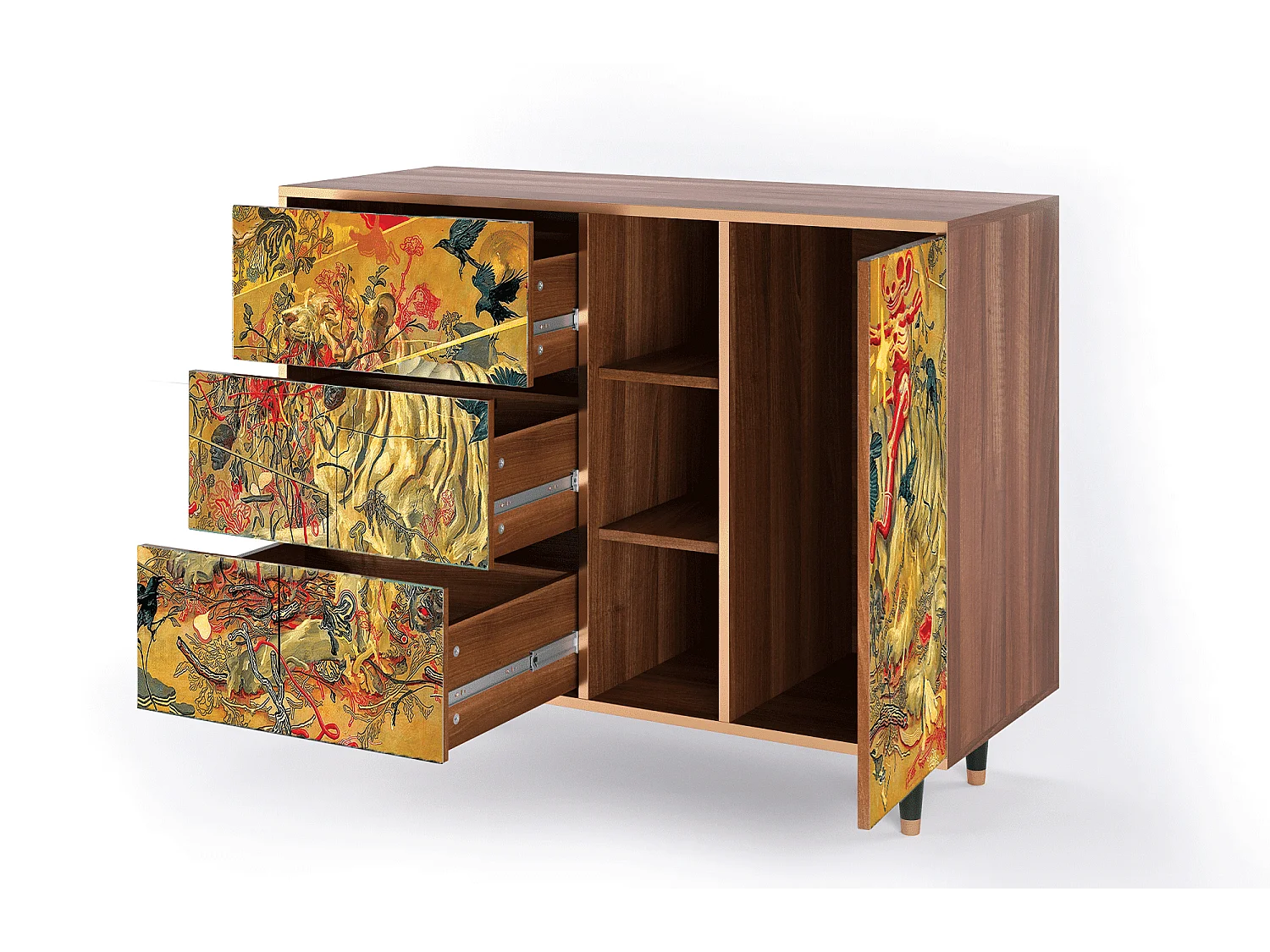 Dressoir - 125x98x48 cm - BS2 - Blood by James Jean, Walnoot