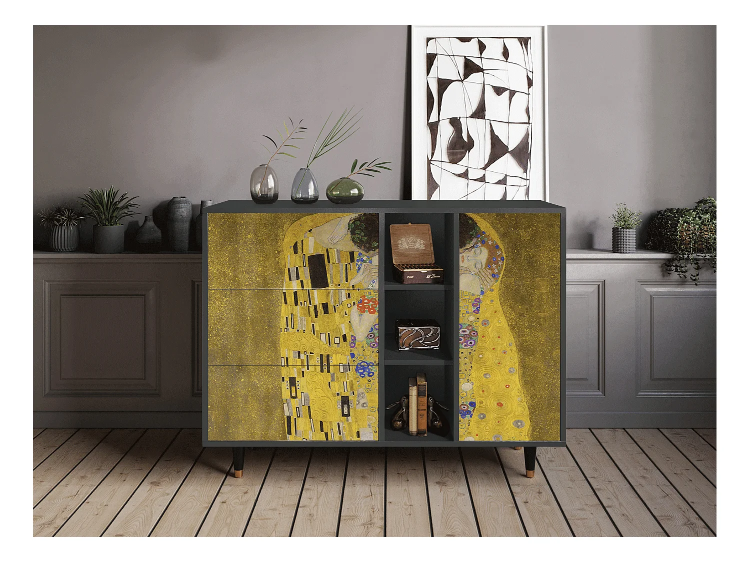 Buffet - 125x98x48 cm - BS2 - The Kiss by Klimt , Anthracite