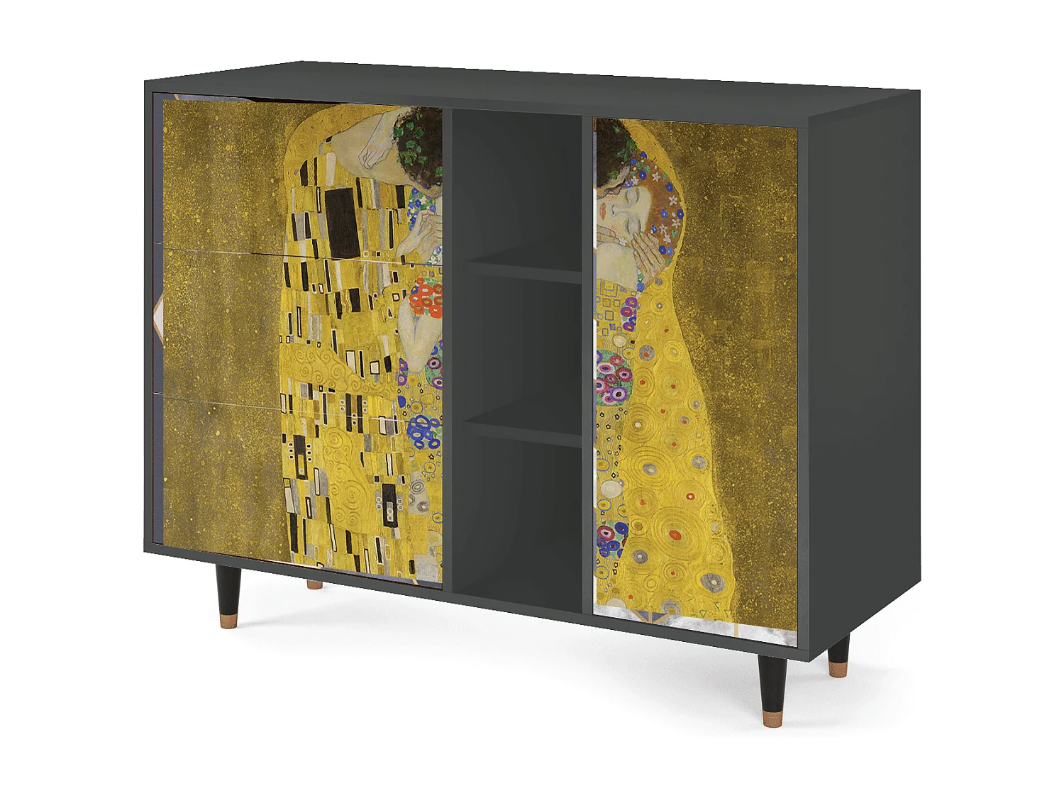 Kredens - 125x98x48 cm - BS2 - The Kiss by Klimt , Antracyt