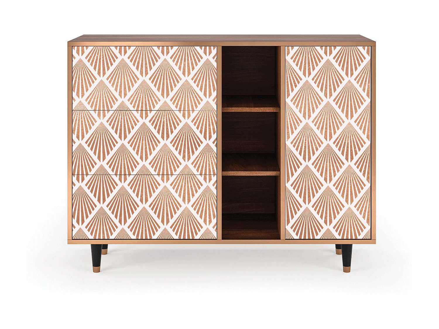 Dressoir - 125x98x48 cm - BS2 - Pastel Sunrise, Walnoot