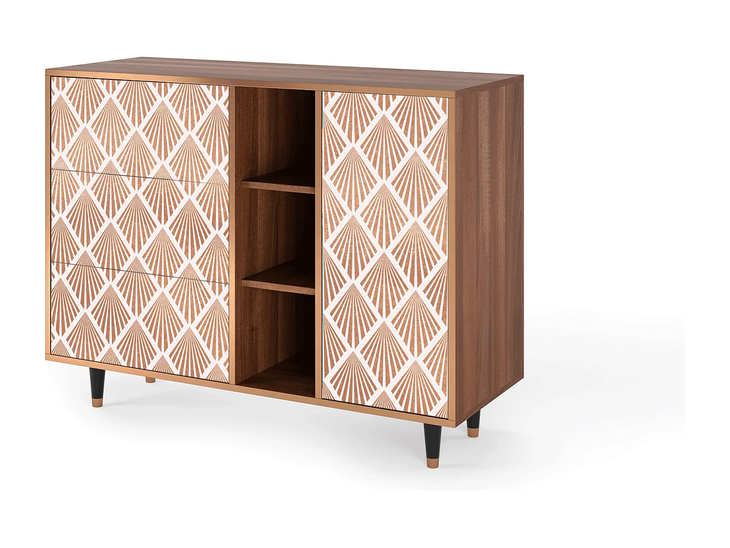 Dressoir - 125x98x48 cm - BS2 - Pastel Sunrise, Walnoot