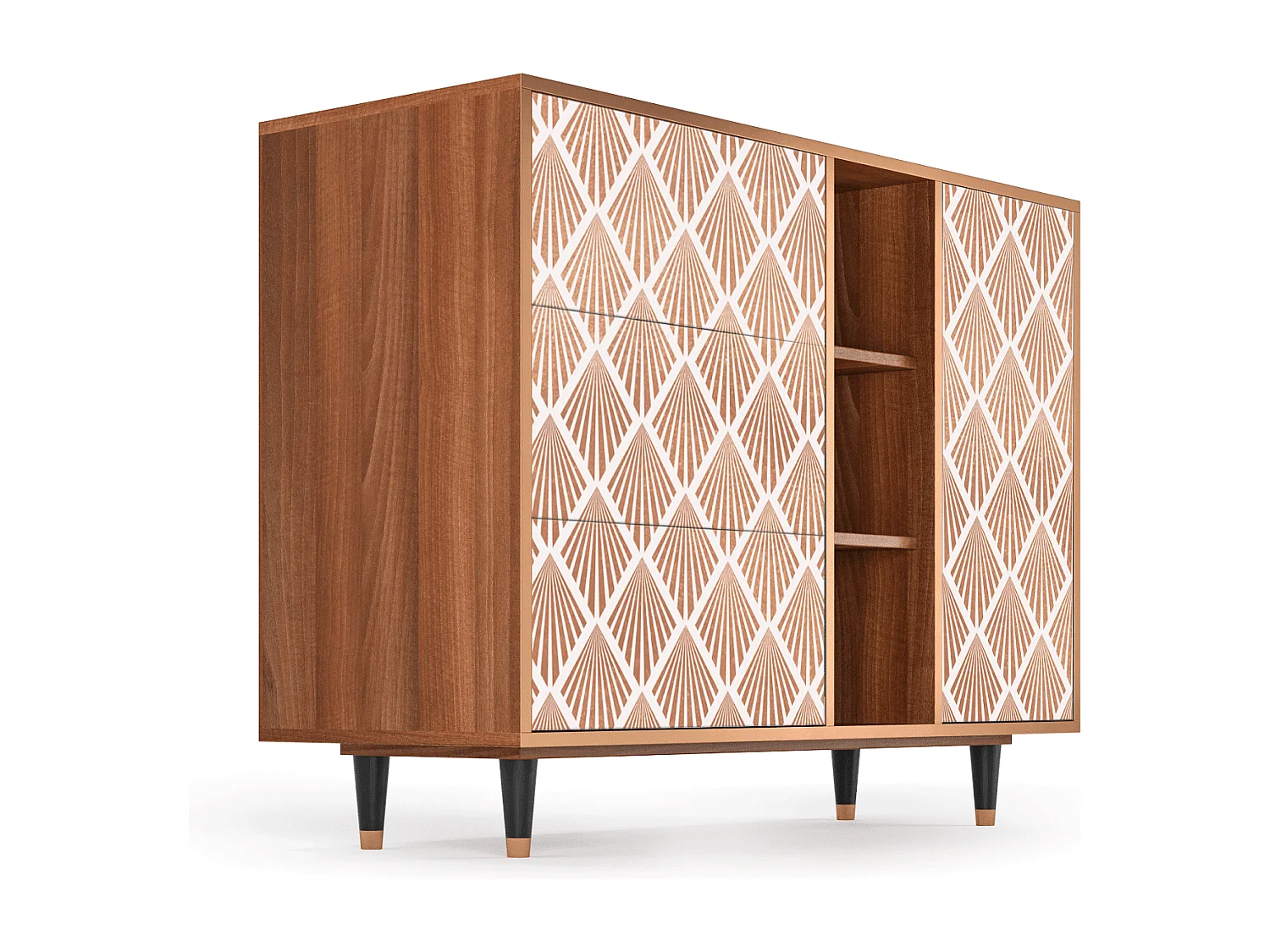 Buffet - 125x98x48 cm - BS2 - Pastel Sunrise, Noyer