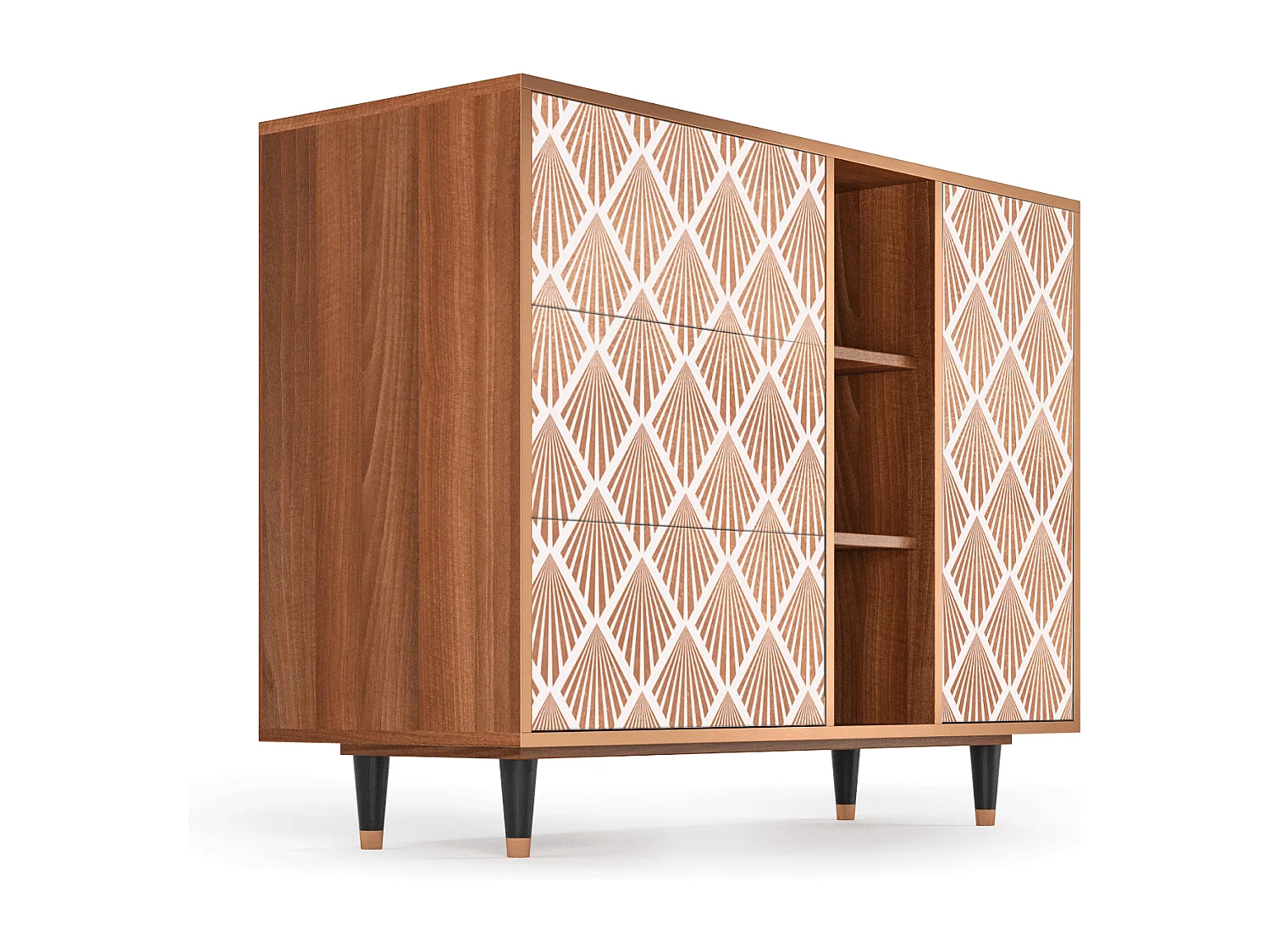 Buffet - 125x98x48 cm - BS2 - Pastel Sunrise, Noyer