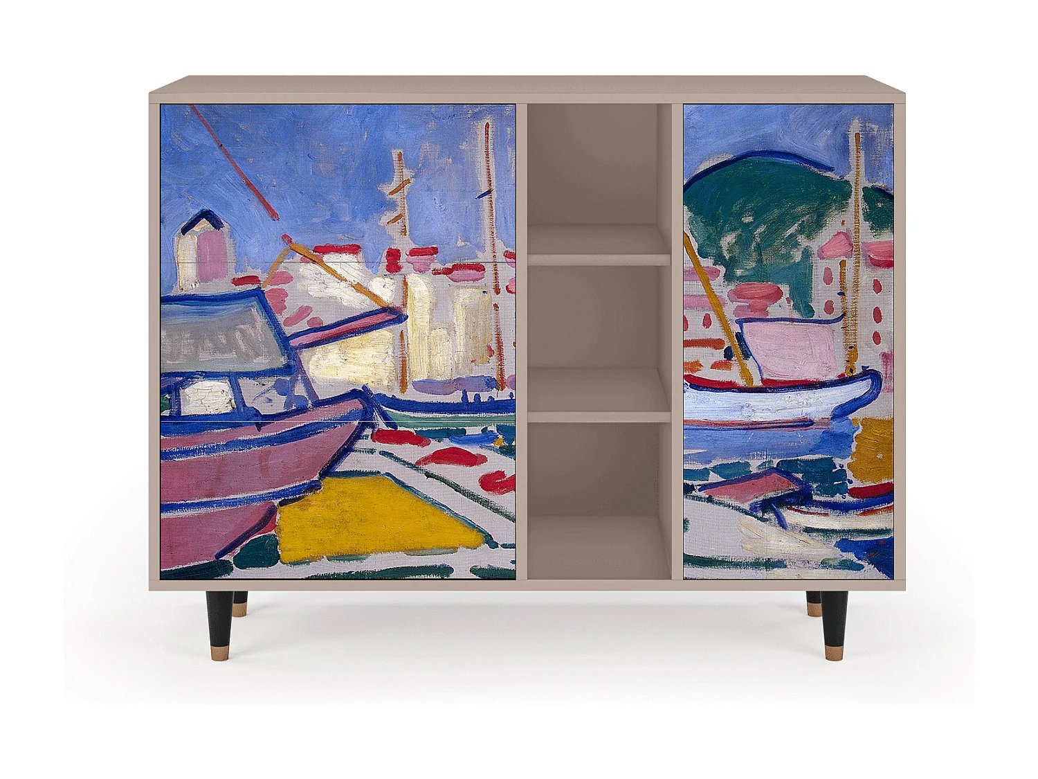 Buffet - 125x98x48 cm - BS2 - The Port of Collioure , Latte