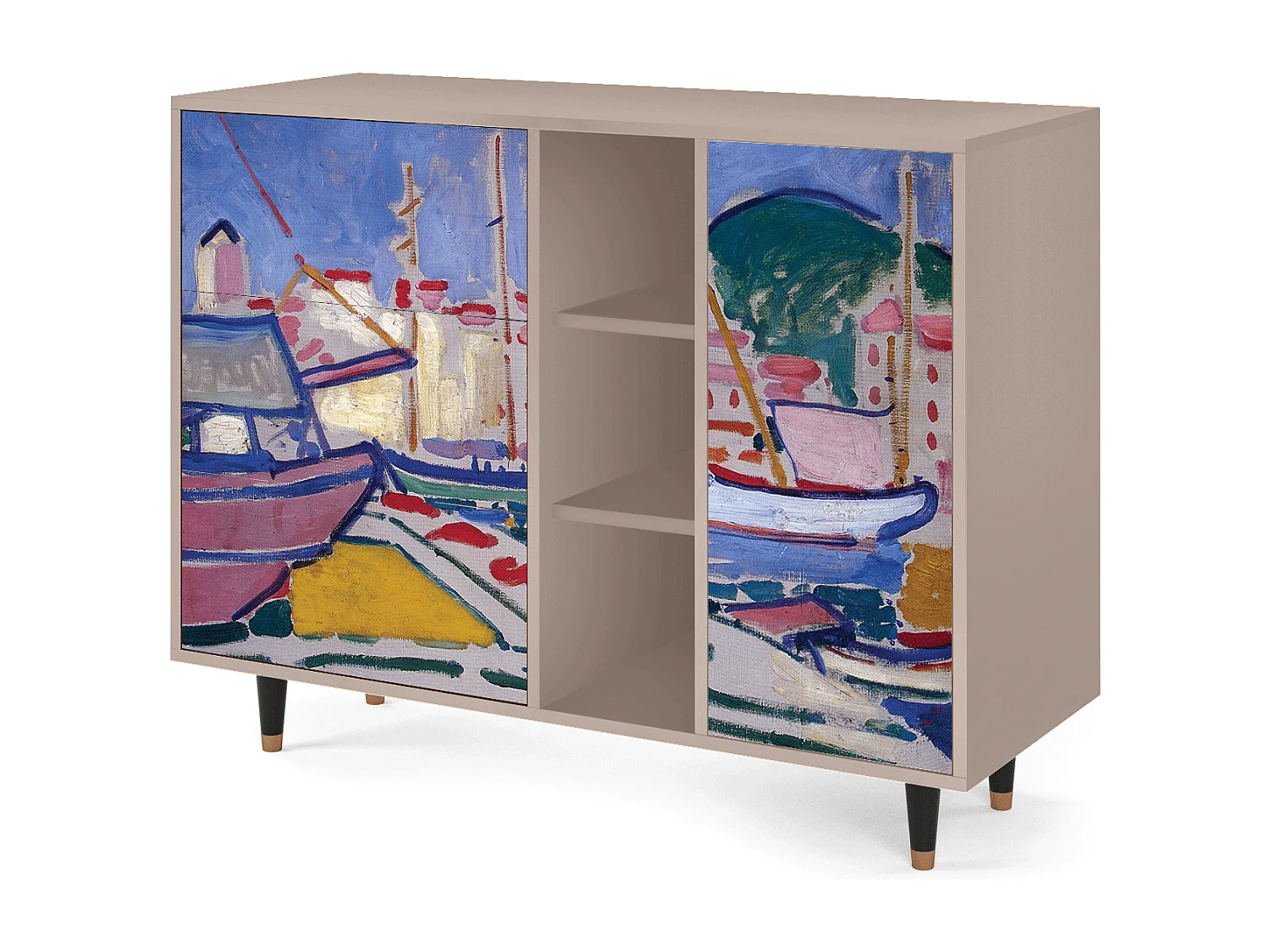 Buffet - 125x98x48 cm - BS2 - The Port of Collioure , Latte