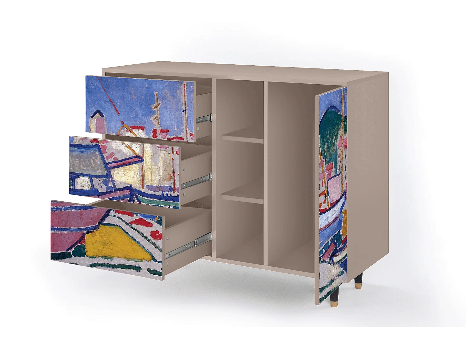 Dressoir - 125x98x48 cm - BS2 - The Port of Collioure , Latte