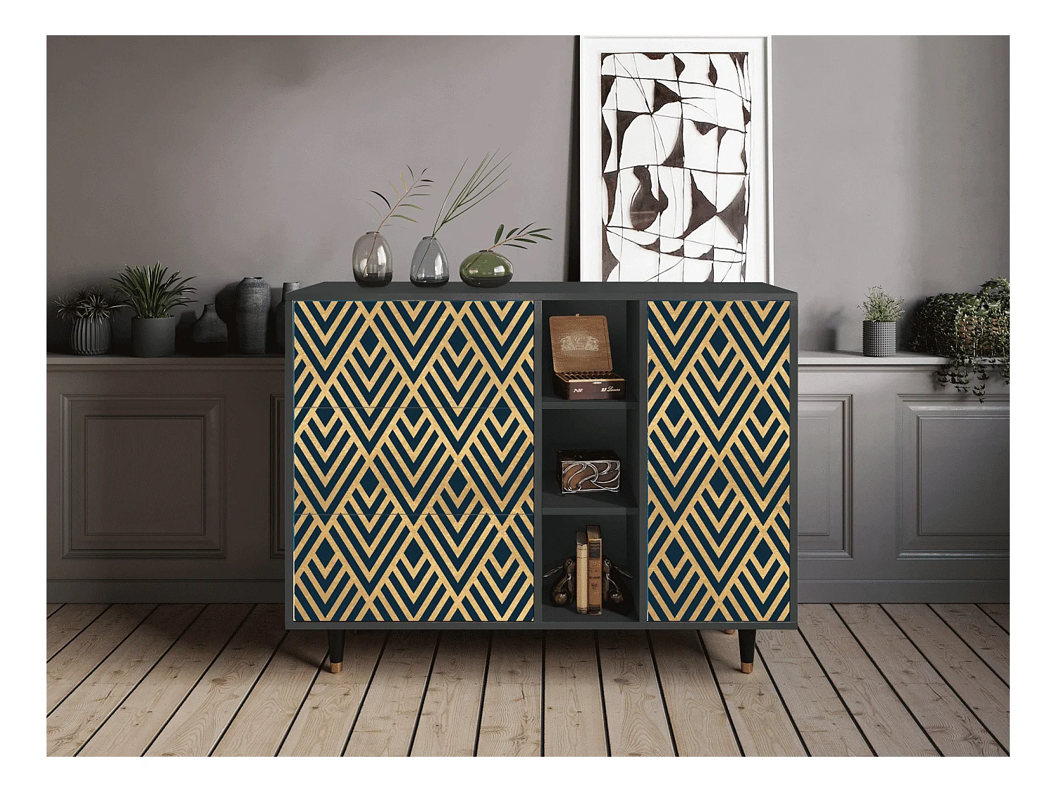 Credenza - 125x98x48 cm - BS2 - Egypt Triangles, Antracite