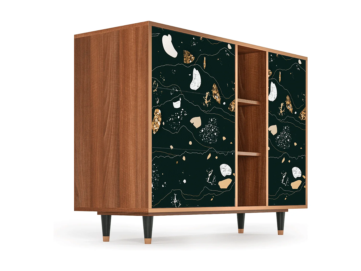 Kredens - 125x98x48 cm - BS2 - Space Rocks, Orzech