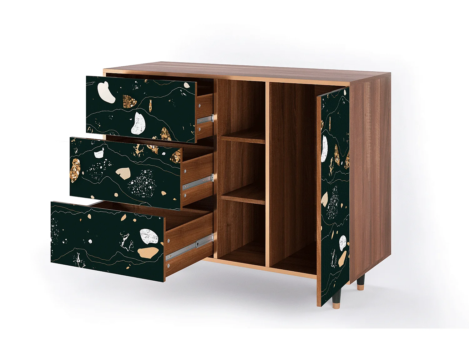 Kredens - 125x98x48 cm - BS2 - Space Rocks, Orzech