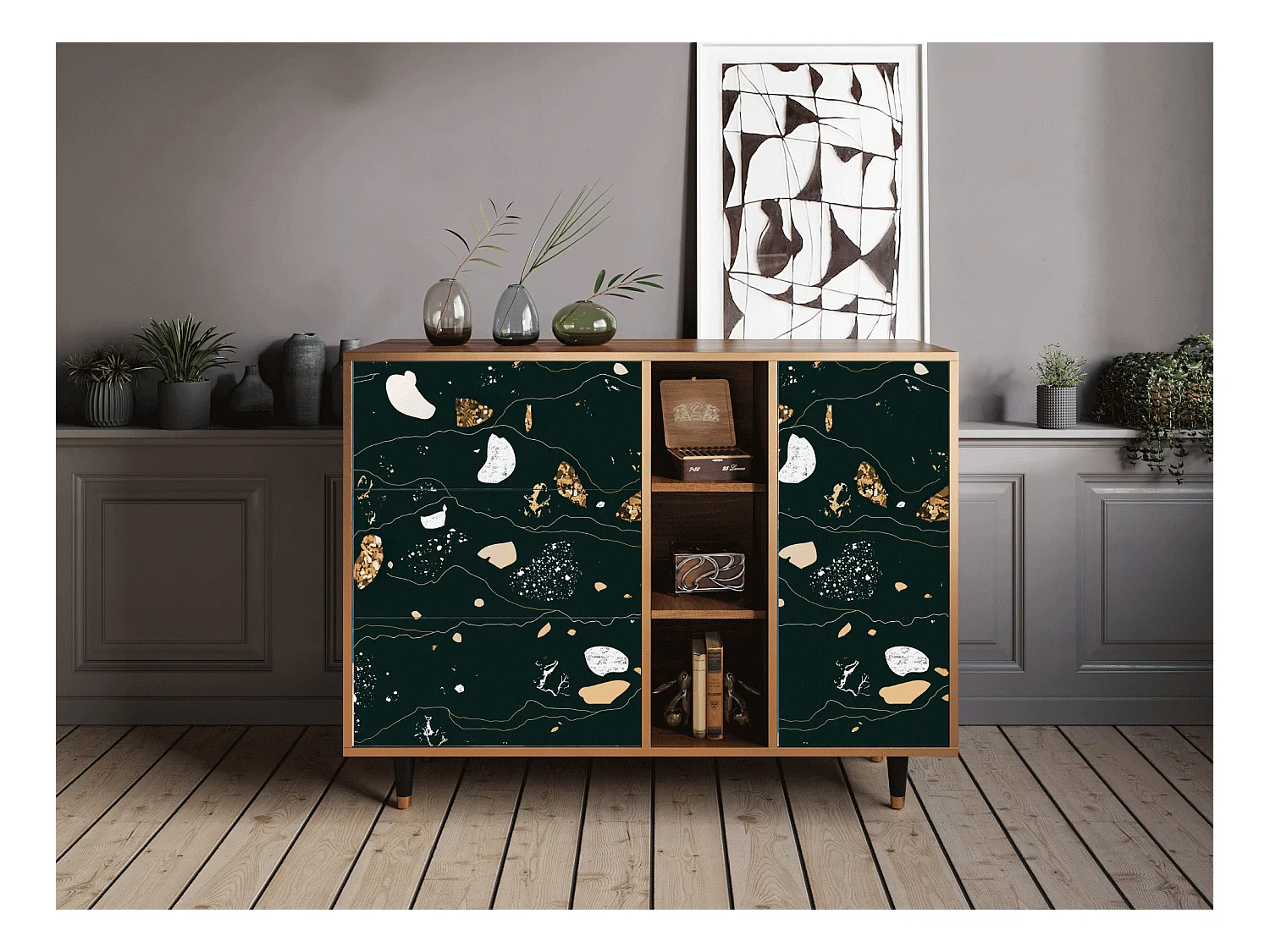 Buffet - 125x98x48 cm - BS2 - Space Rocks, Noyer