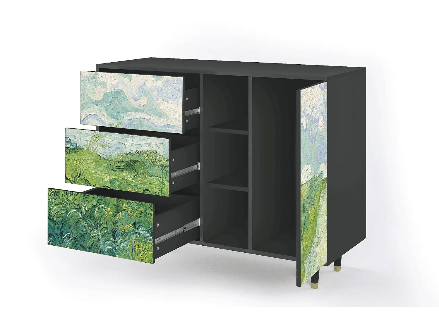 Buffet - 125x98x48 cm - BS2 - Green Wheat Fields, Anthracite