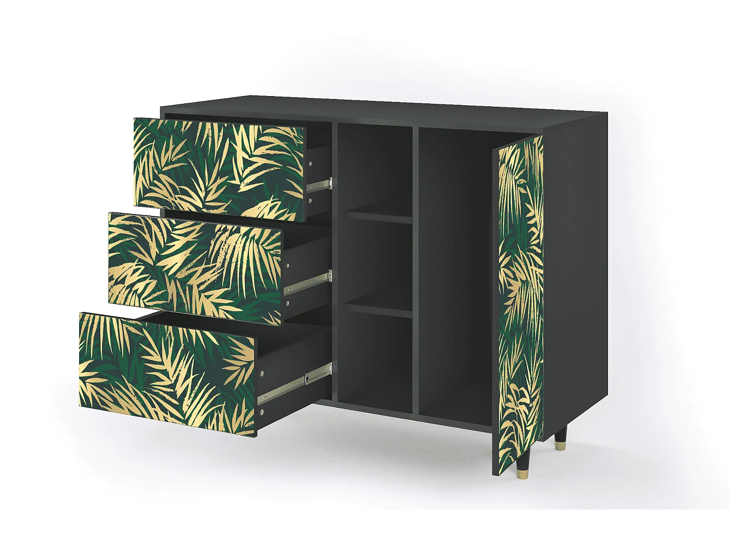 Buffet - 125x98x48 cm - BS2 - Sunny Palm Tree, Anthracite
