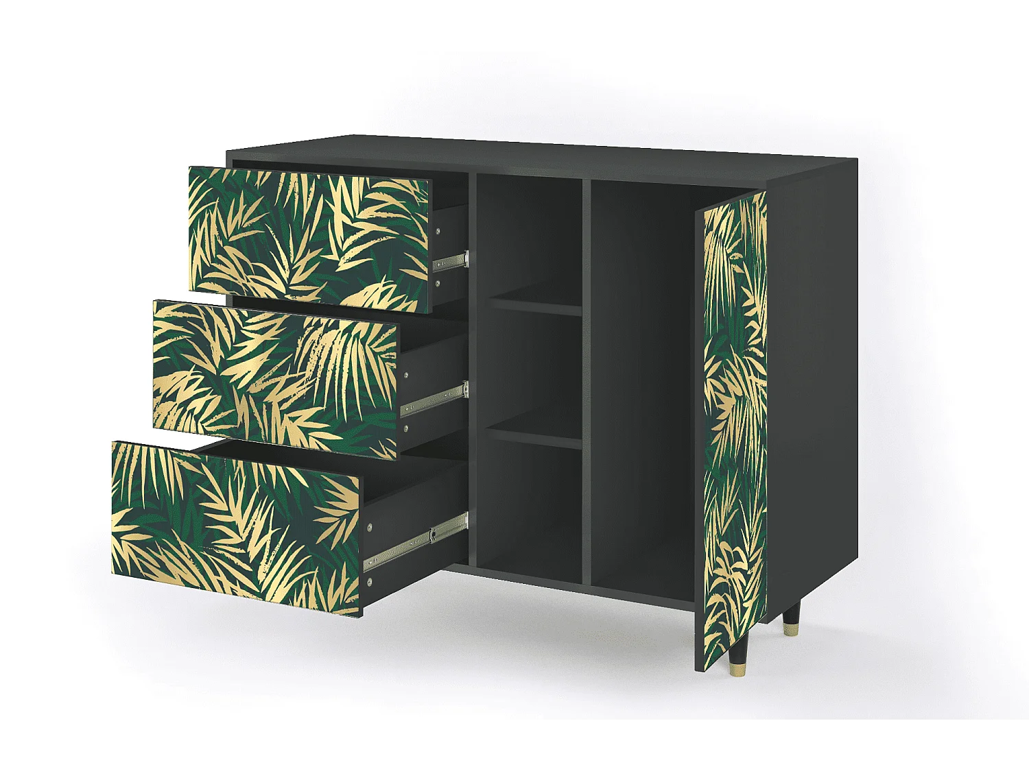 Buffet - 125x98x48 cm - BS2 - Sunny Palm Tree, Anthracite