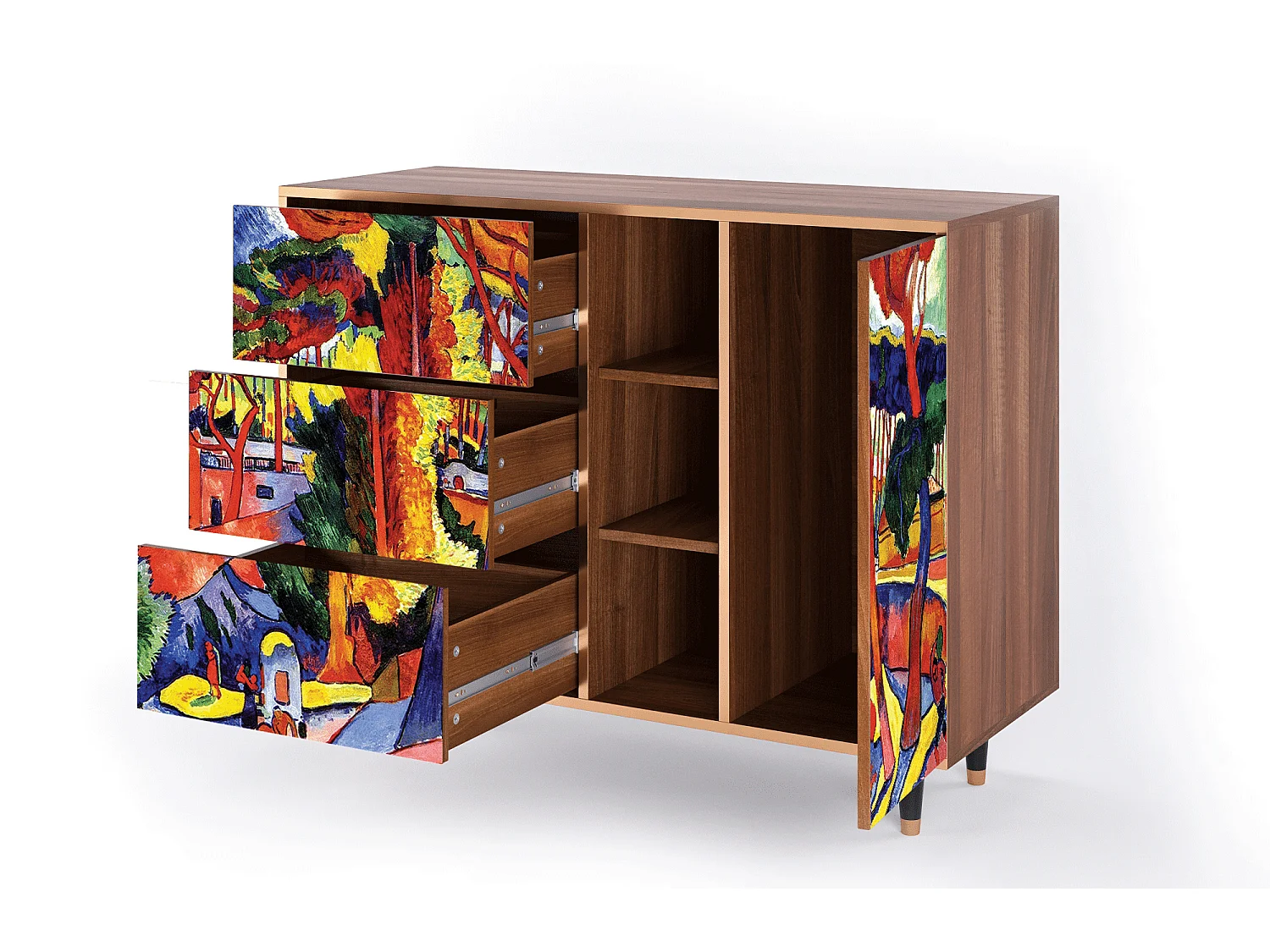 Kredens - 125x98x48 cm - BS2 - The Turning Road, Orzech