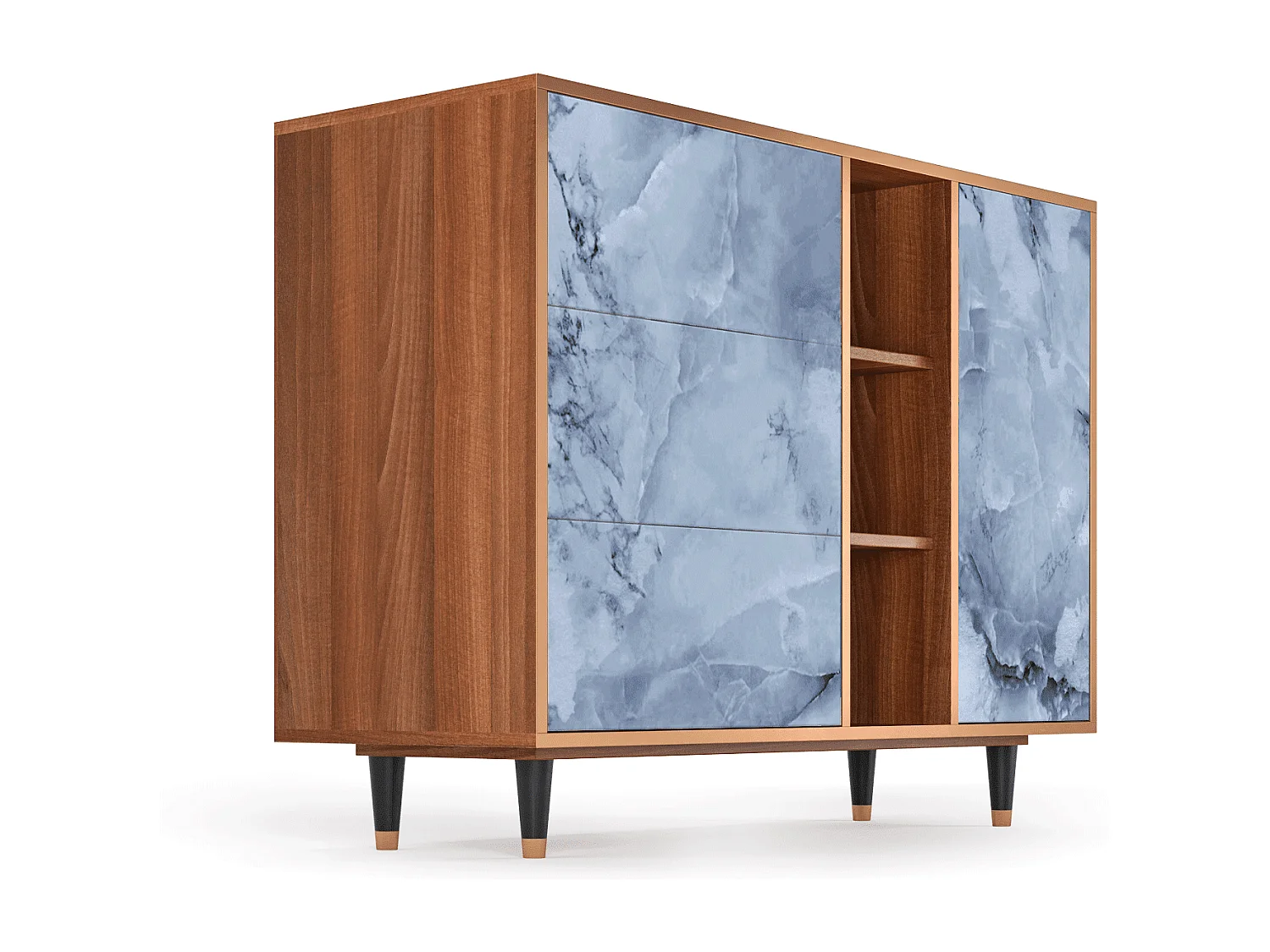 Dressoir - 125x98x48 cm - BS2 - Feather Ice, Walnoot