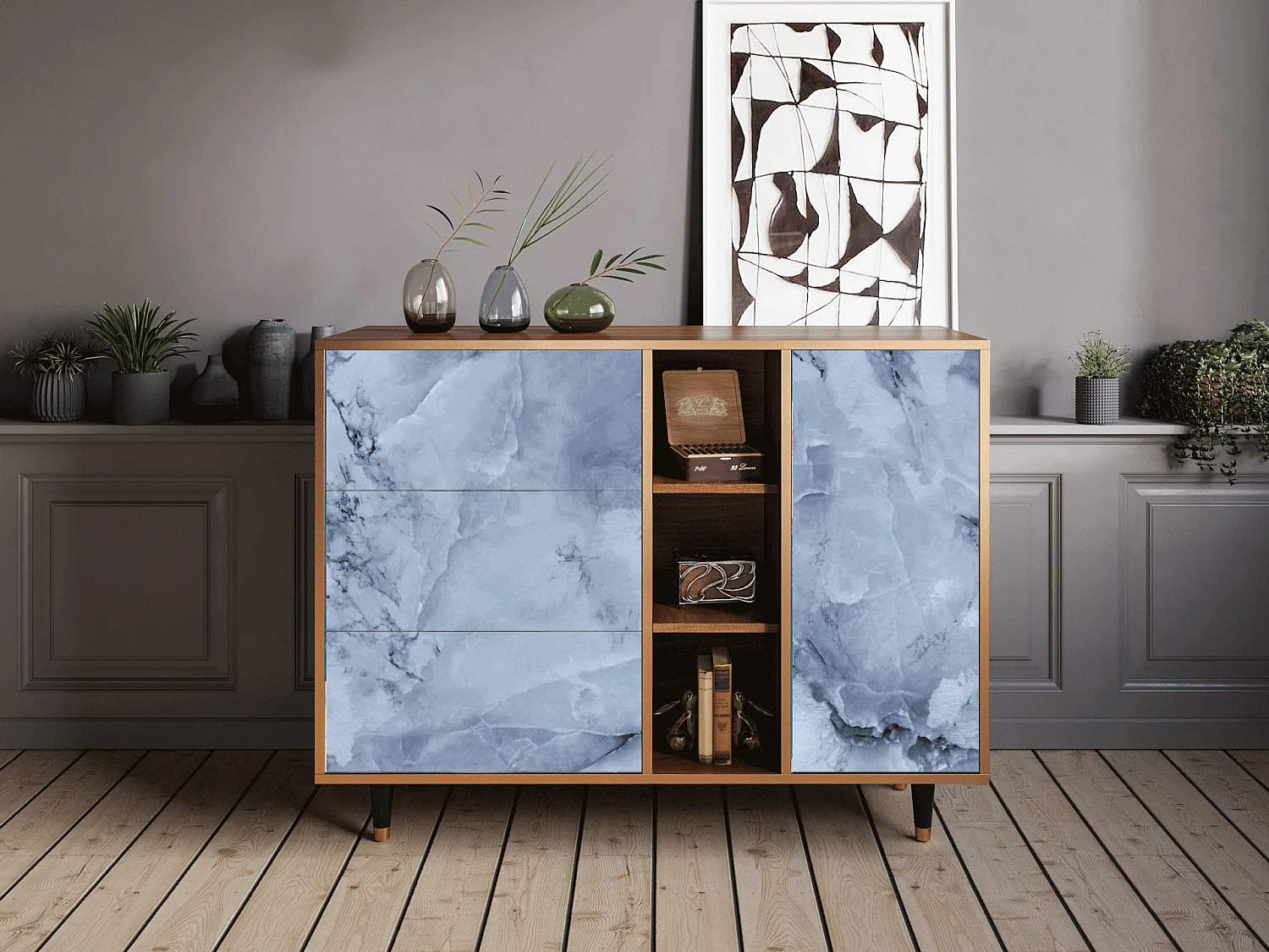 Buffet - 125x98x48 cm - BS2 - Feather Ice, Noyer