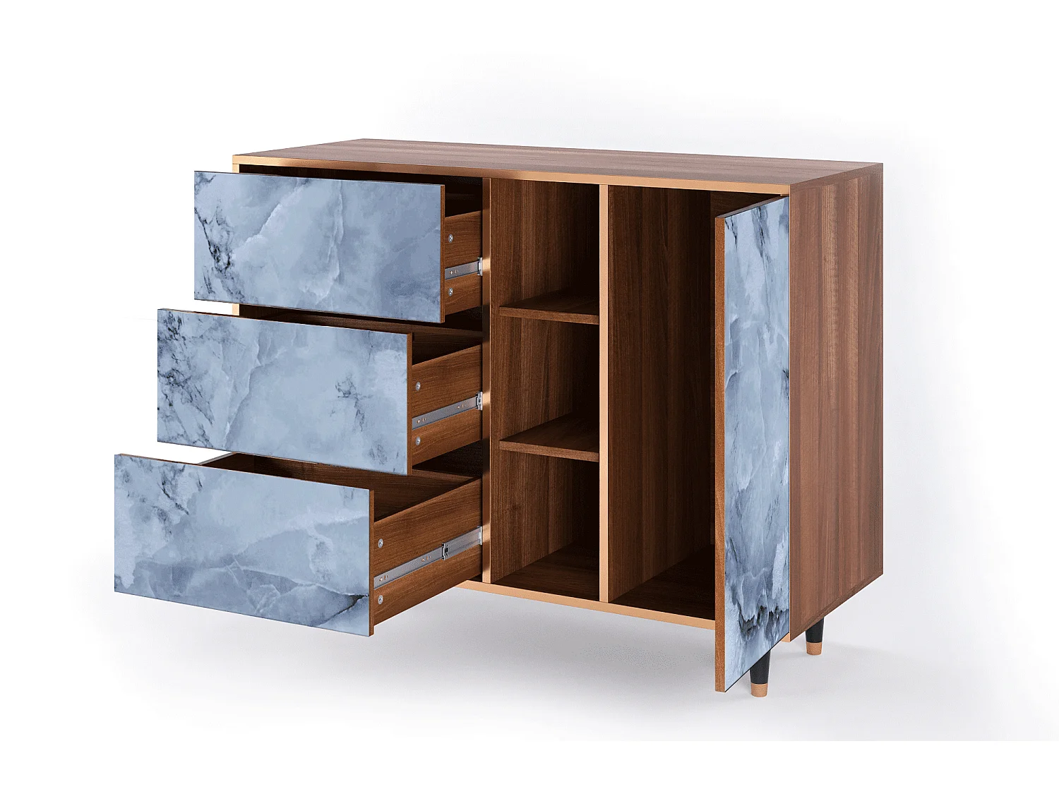 Buffet - 125x98x48 cm - BS2 - Feather Ice, Noyer