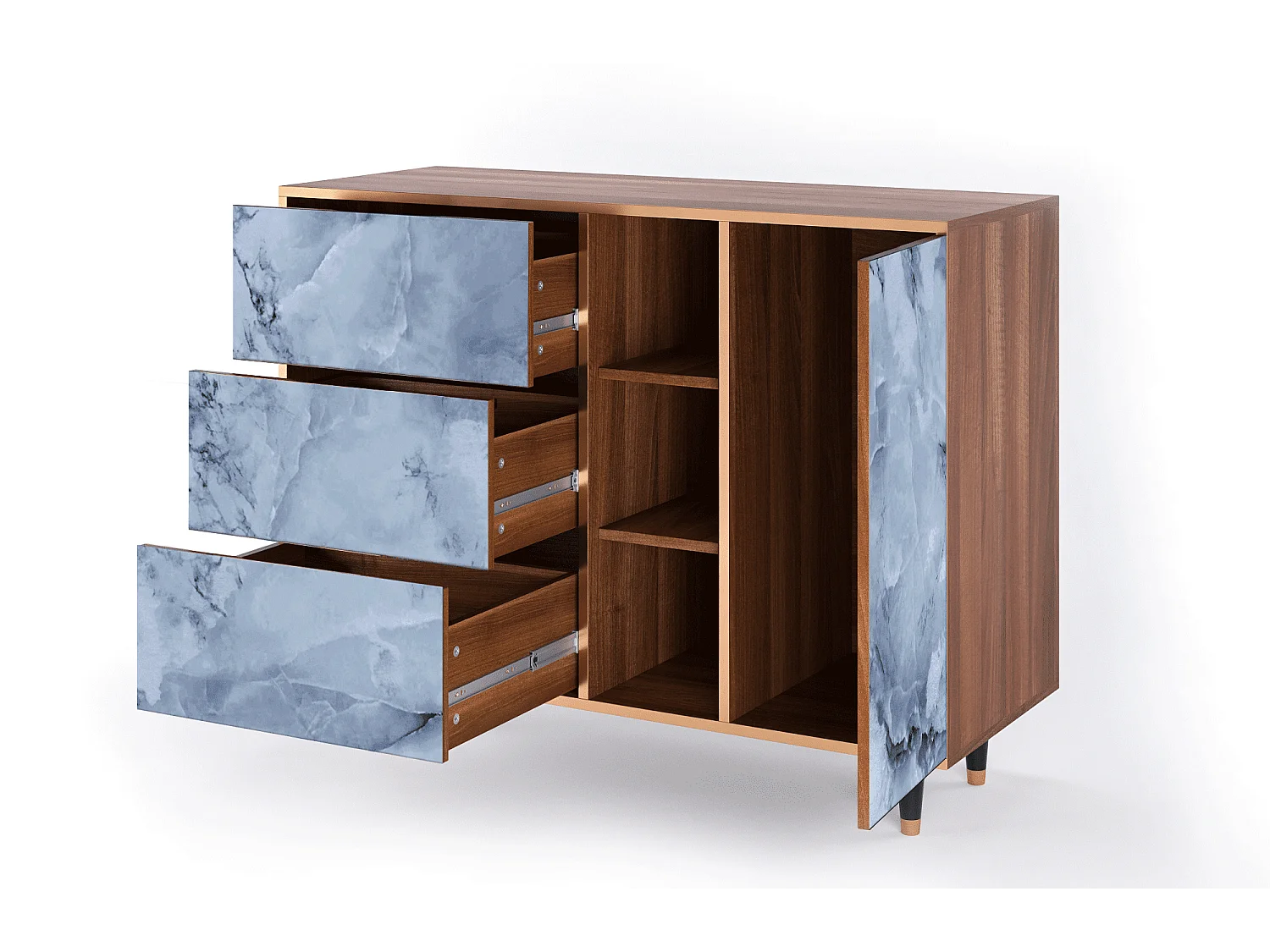 Buffet - 125x98x48 cm - BS2 - Feather Ice, Noyer