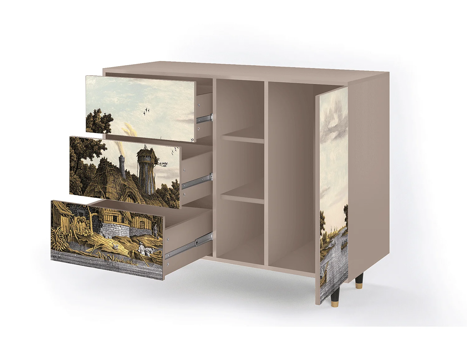 Buffet - 125x98x48 cm - BS2 - Mill along a River, Latte