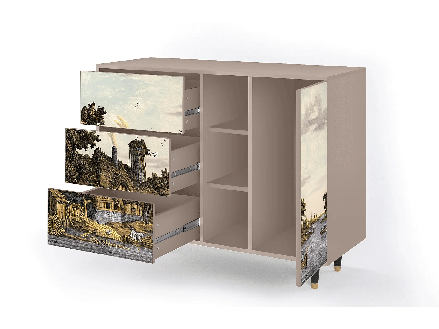 Buffet - 125x98x48 cm - BS2 - Mill along a River, Latte