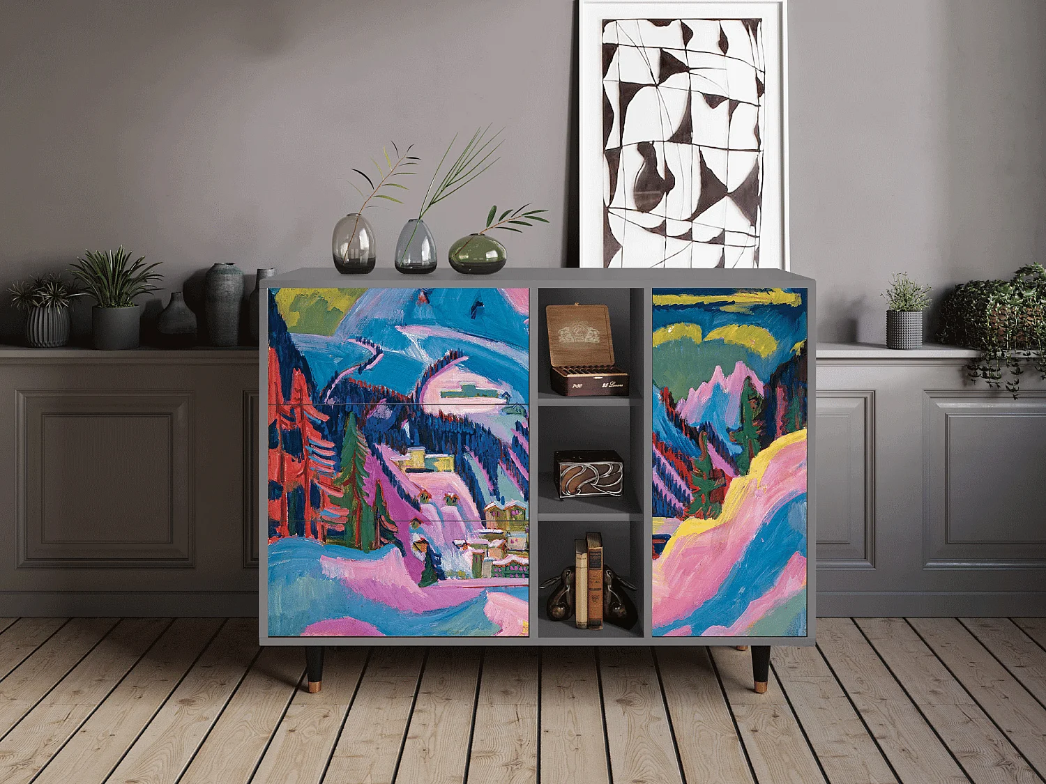 Buffet - 125x98x48 cm - BS2 - Davos Winter, Gris