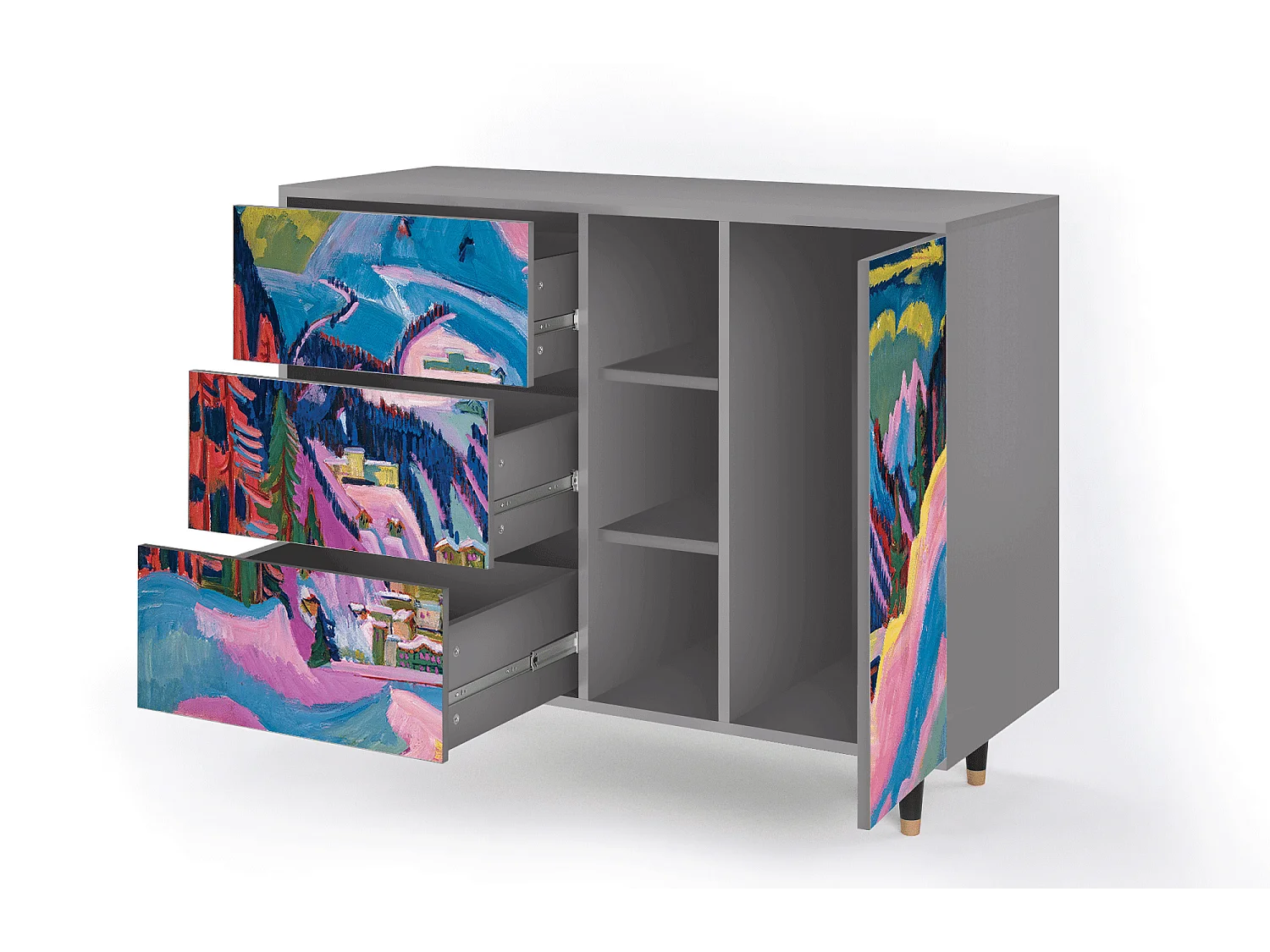 Buffet - 125x98x48 cm - BS2 - Davos Winter, Gris