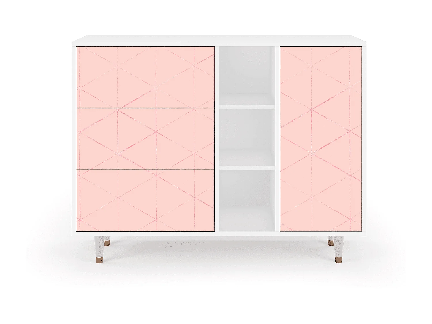 Credenza - 125x98x48 cm - BS2 - Rose Quartz, Bianco