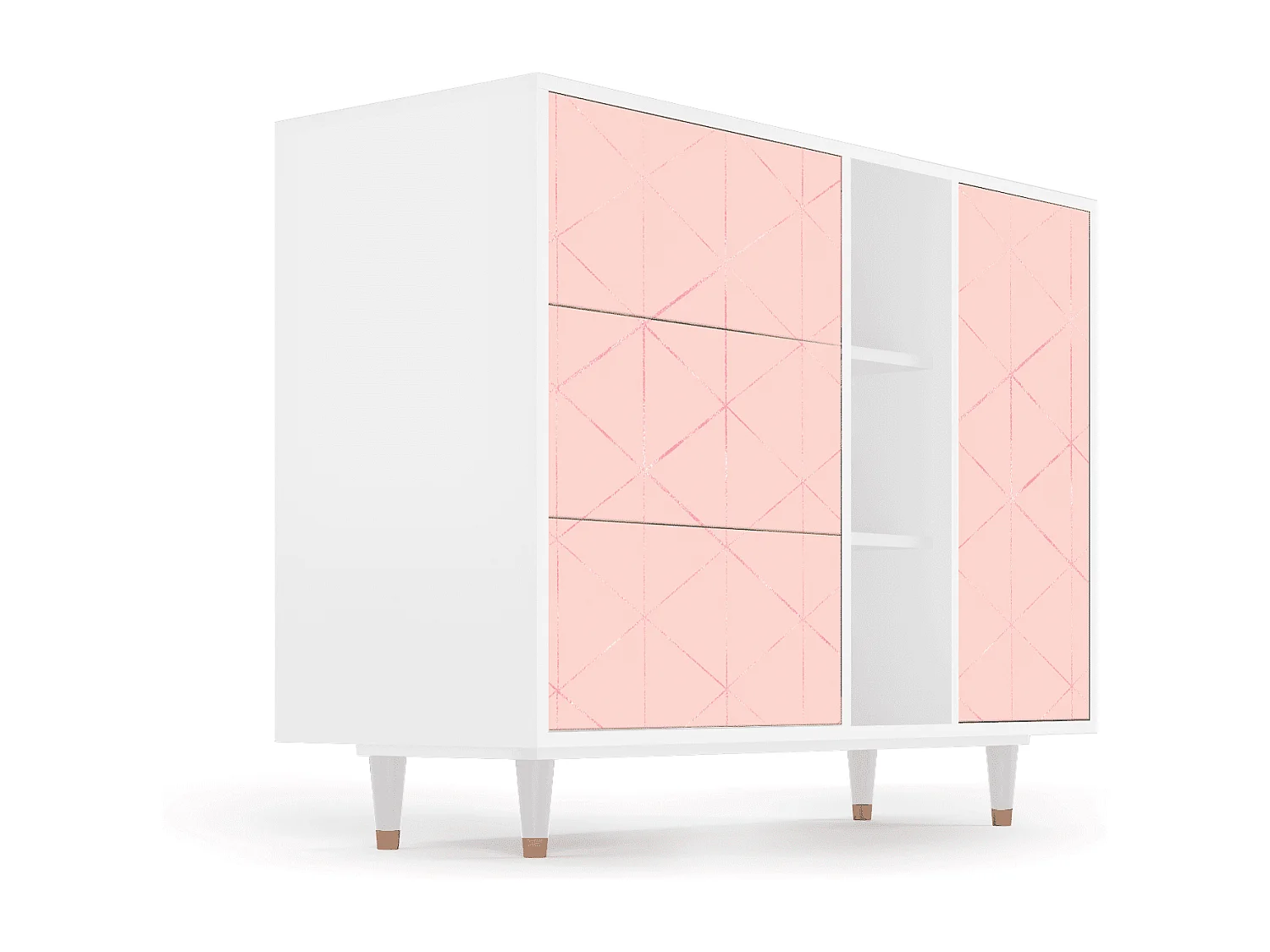 Credenza - 125x98x48 cm - BS2 - Rose Quartz, Bianco