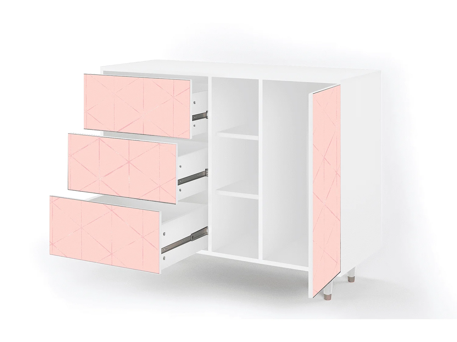 Credenza - 125x98x48 cm - BS2 - Rose Quartz, Bianco