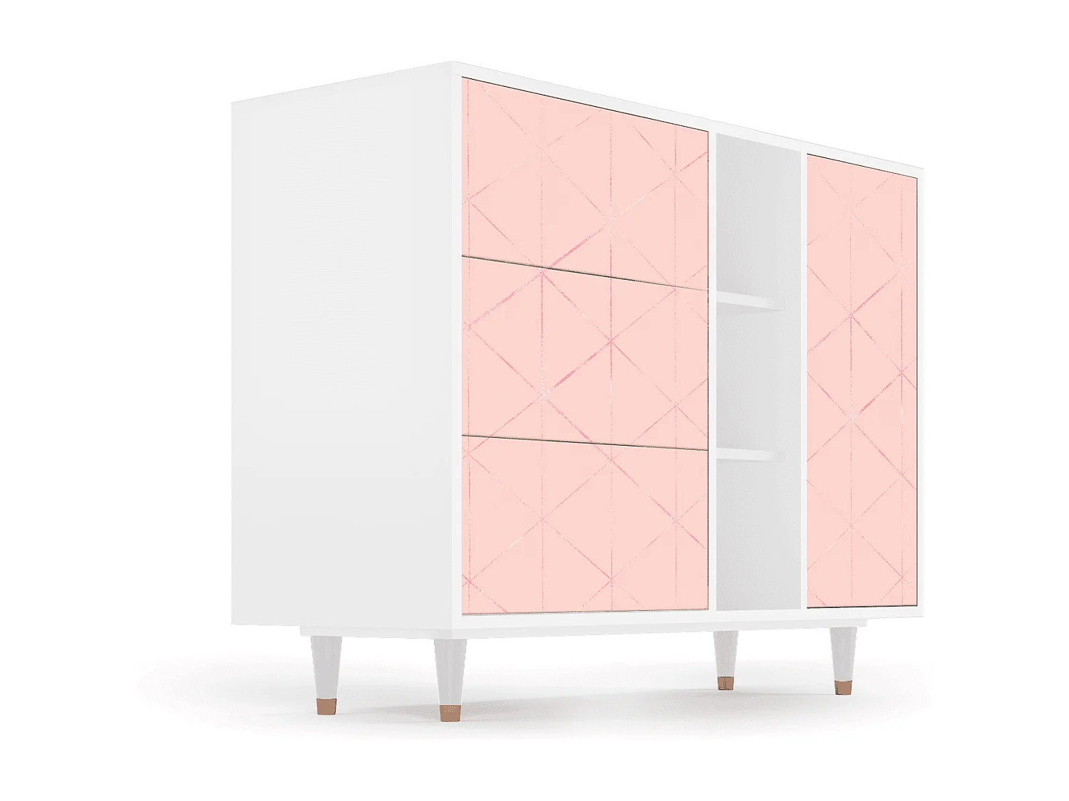 Buffet - 125x98x48 cm - BS2 - Rose Quartz, Blanc