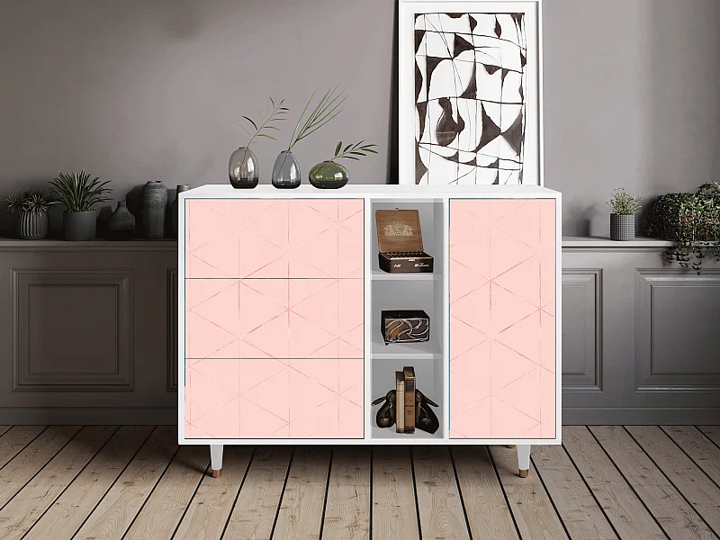 Buffet - 125x98x48 cm - BS2 - Rose Quartz, Blanc
