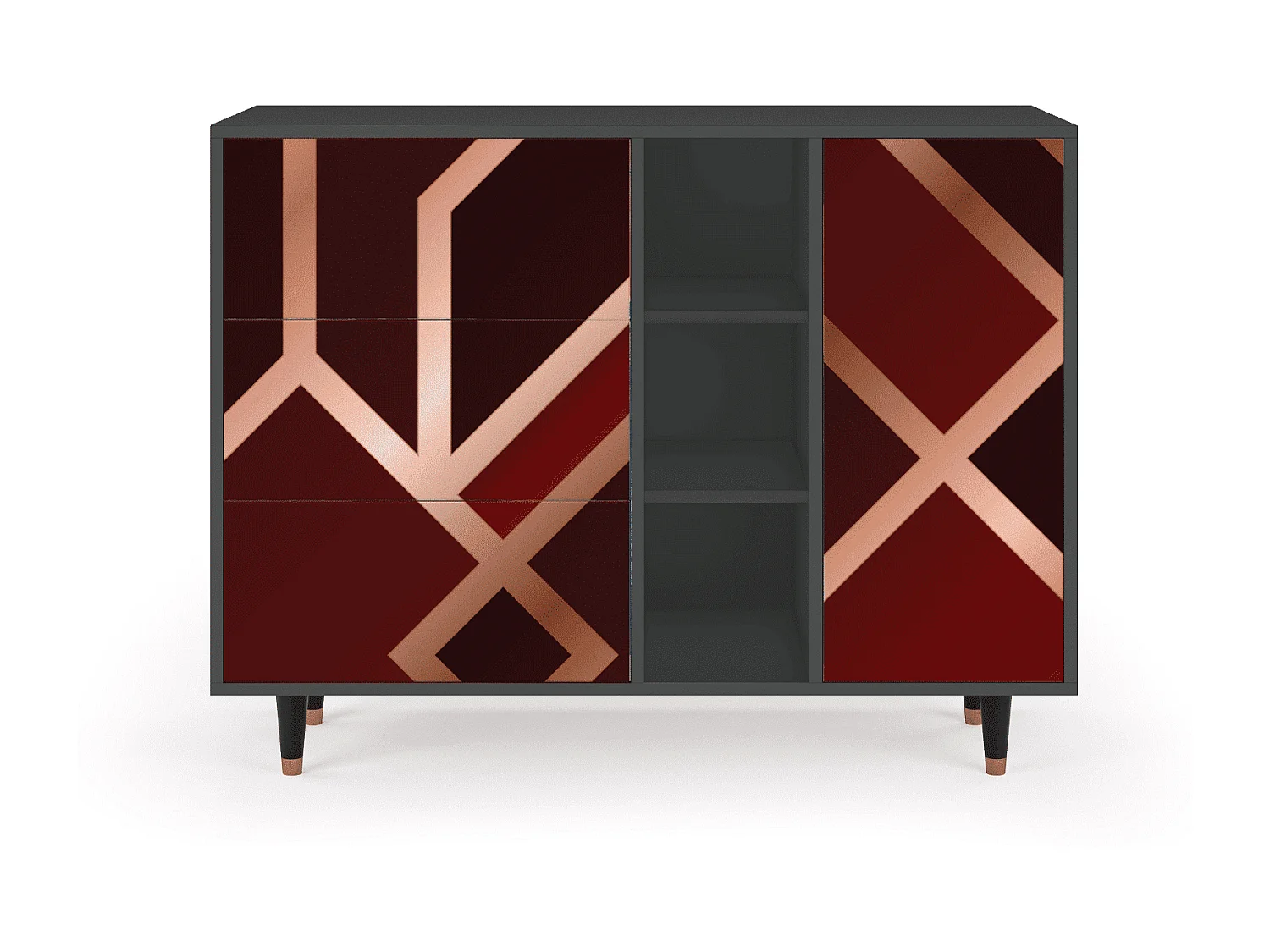 Dressoir - 125x98x48 cm - BS2 - Velvet 1920's, Antraciet