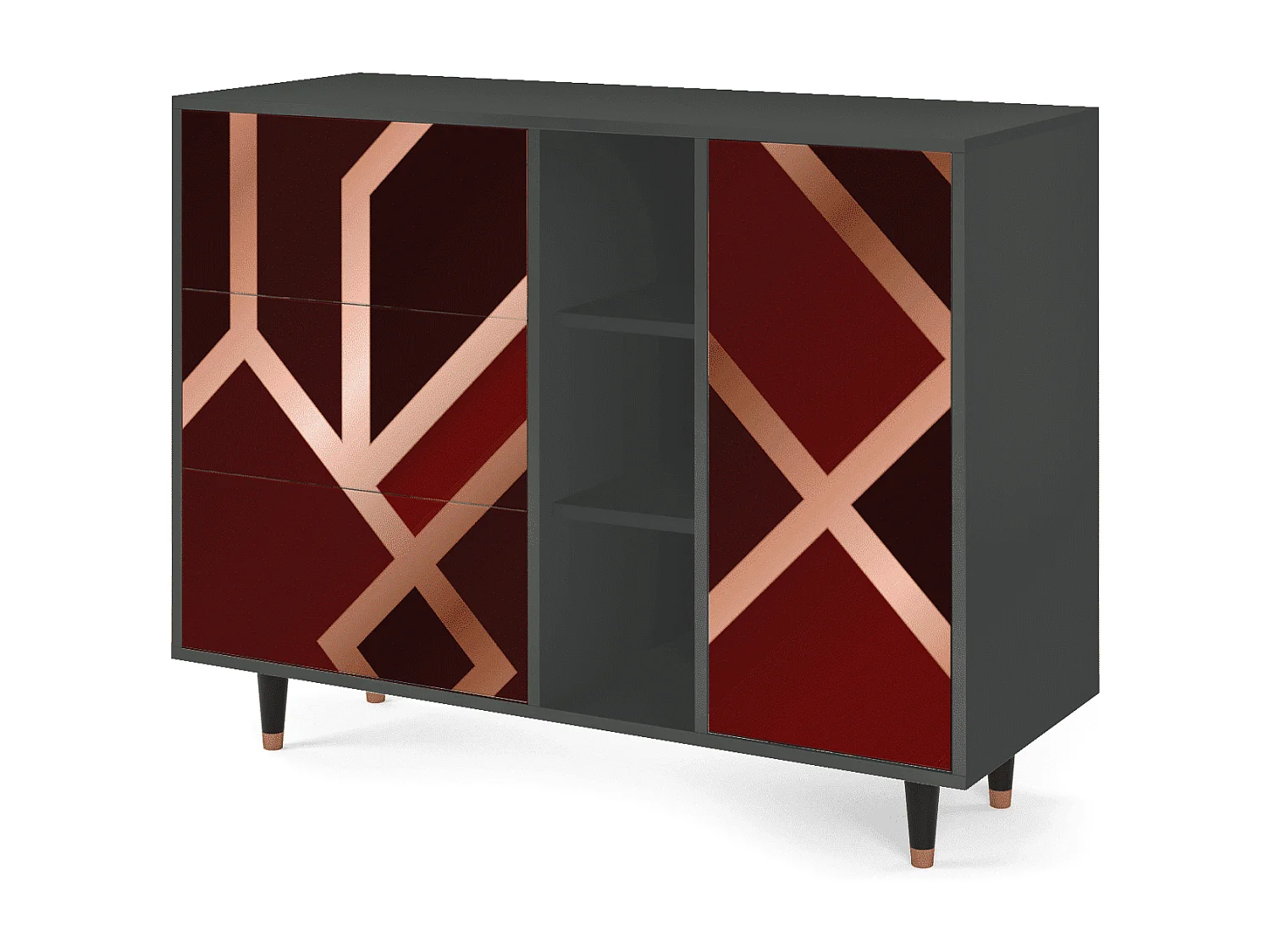 Dressoir - 125x98x48 cm - BS2 - Velvet 1920's, Antraciet