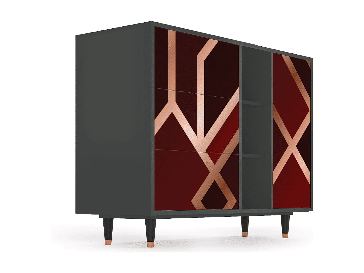 Dressoir - 125x98x48 cm - BS2 - Velvet 1920's, Antraciet