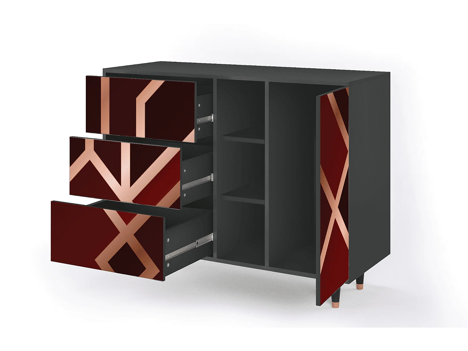 Buffet - 125x98x48 cm - BS2 - Velvet 1920's, Anthracite