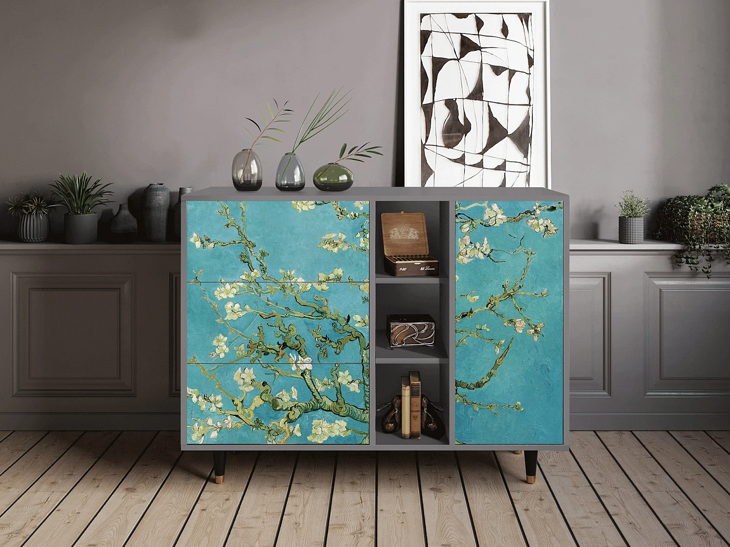 Buffet - 125x98x48 cm - BS2 - Almond Blossom, Gris