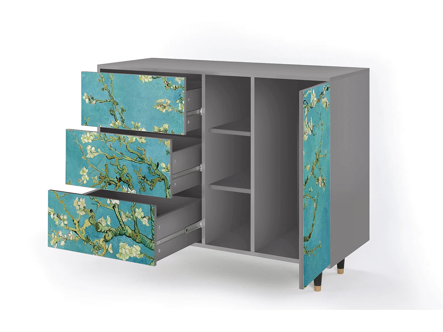 Buffet - 125x98x48 cm - BS2 - Almond Blossom, Gris