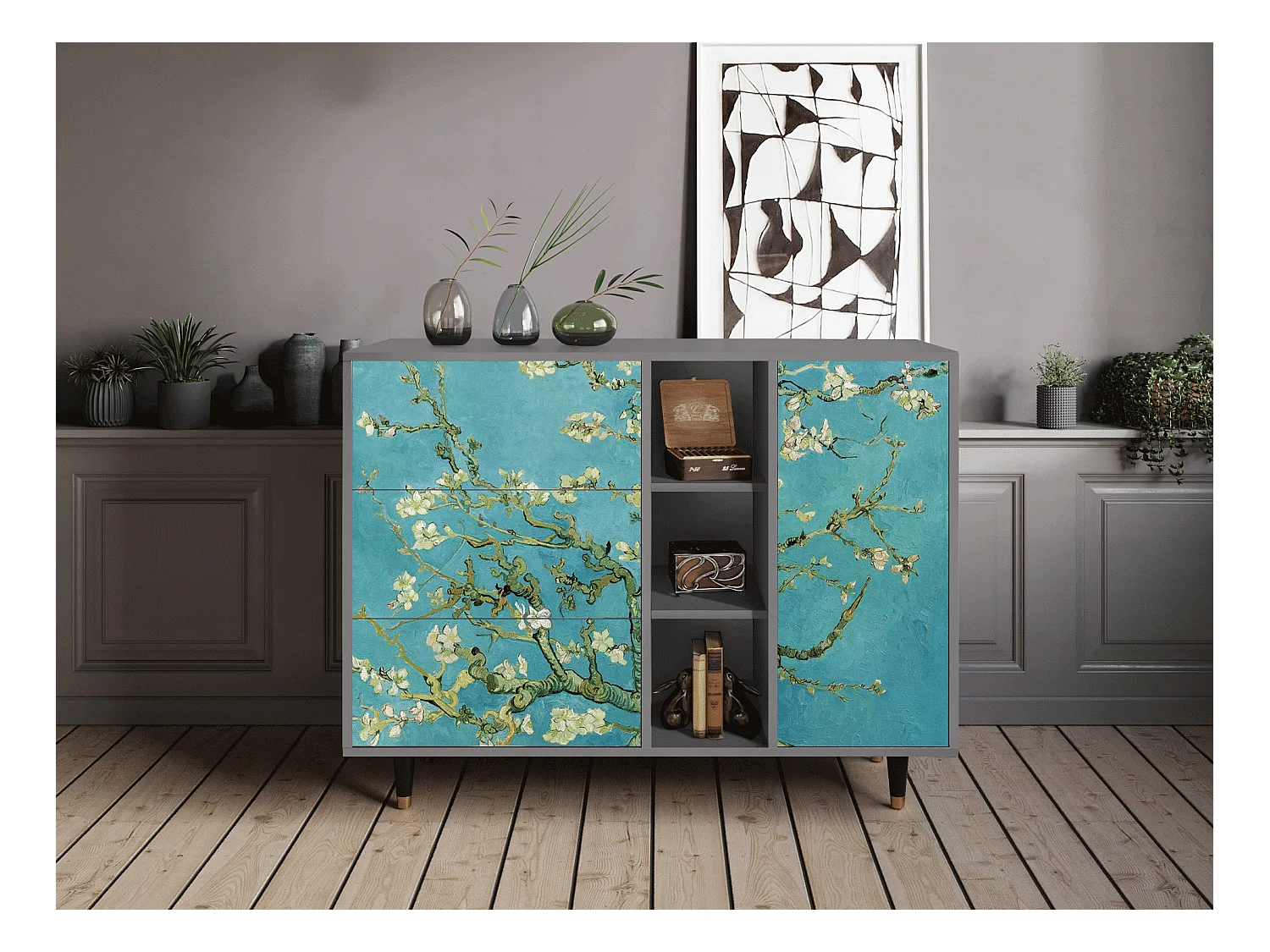 Buffet - 125x98x48 cm - BS2 - Almond Blossom, Gris