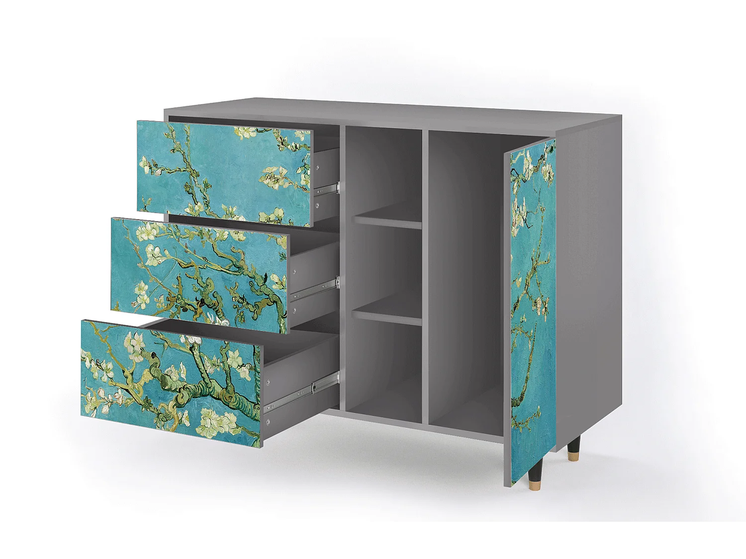 Buffet - 125x98x48 cm - BS2 - Almond Blossom, Gris