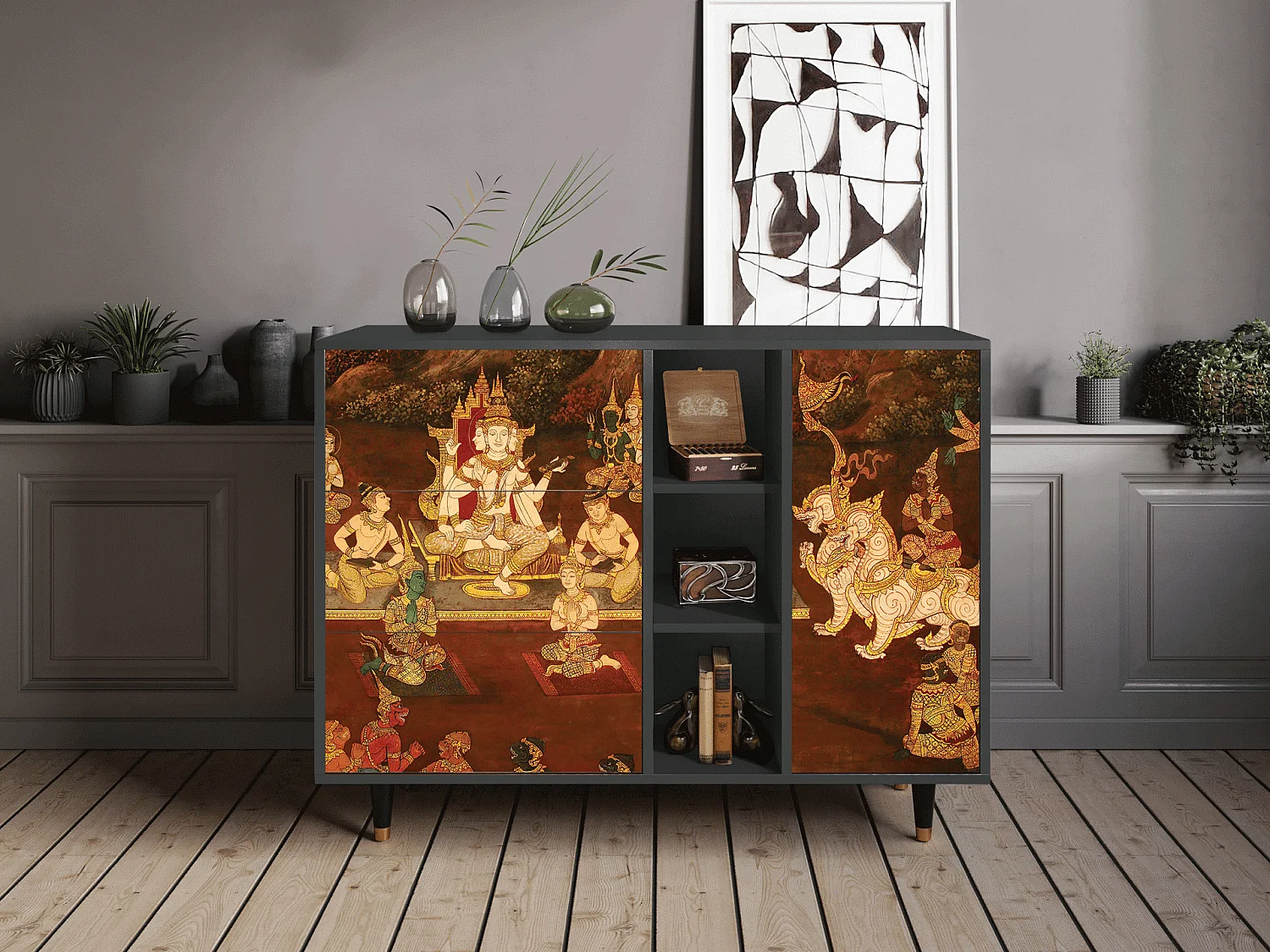 Dressoir - 125x98x48 cm - BS2 - Malyavan, Antraciet