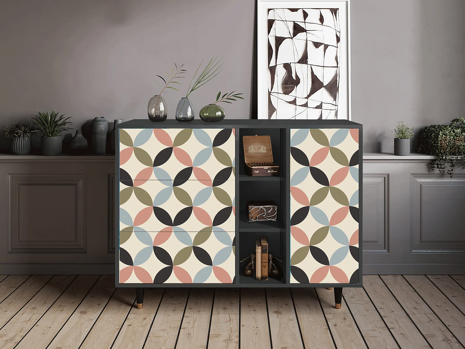 Sideboard - 125x98x48 cm - BS2 - Butterfly Effect, Anthrazit