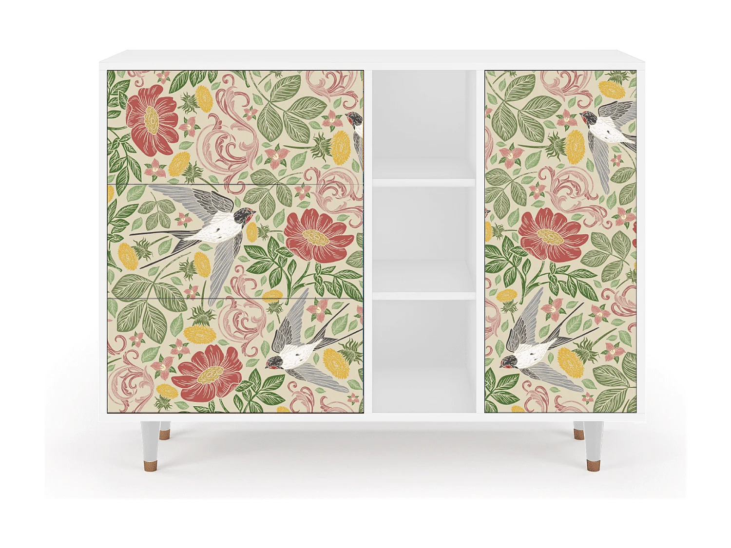 Buffet - 125x98x48 cm - BS2 - Spring Swallow, Blanc