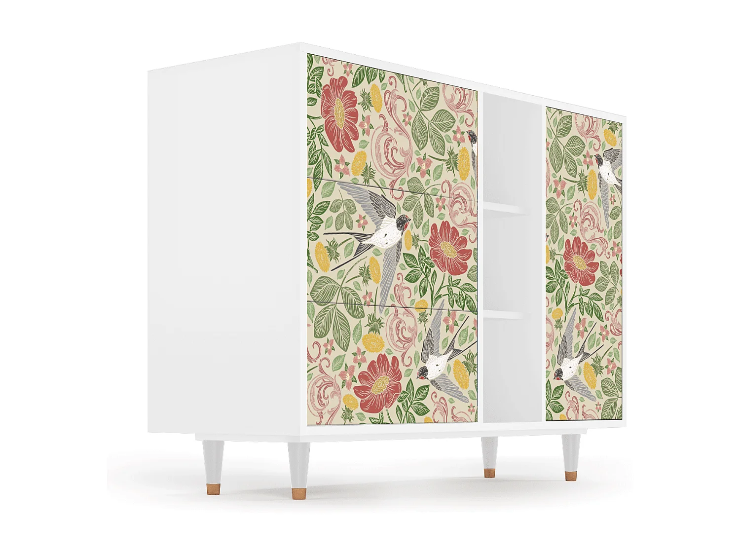 Buffet - 125x98x48 cm - BS2 - Spring Swallow, Blanc