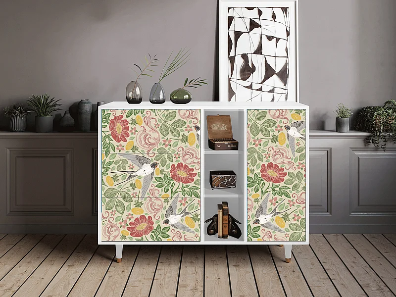 Buffet - 125x98x48 cm - BS2 - Spring Swallow, Blanc