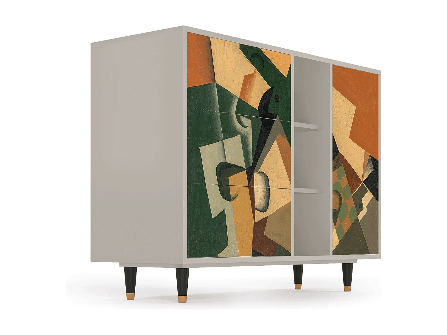 Credenza - 125x98x48 cm - BS2 - Glass and Checkerboard, Sabbia